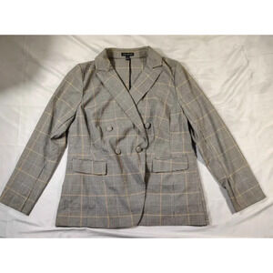 Lane Bryant Plaid Double Breasted Blazer Beige Sz 14 Jacket Professional Office
